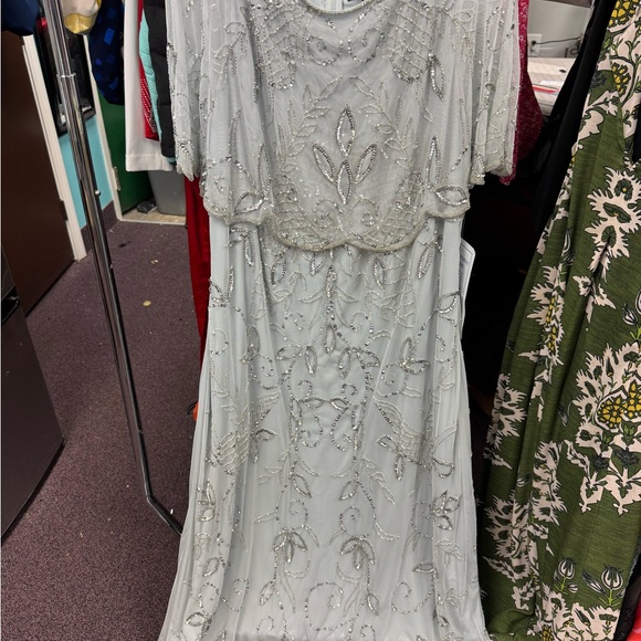 Roaman's Dresses & Skirts - Elegant Light Gray silver Beaded Dress